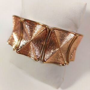 Rose Classic Gold Tones Chunky Geometric Square Stretch Bracelet